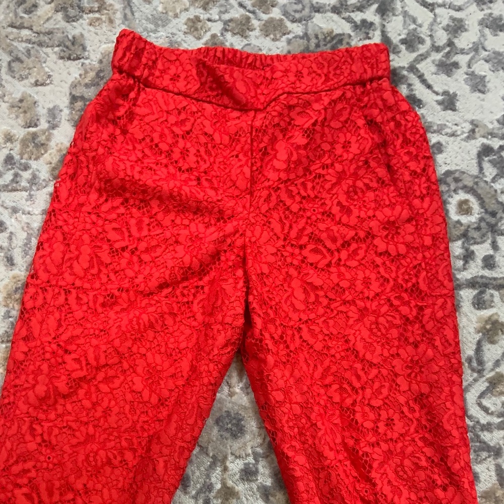 JCrew easy pants in red lace
